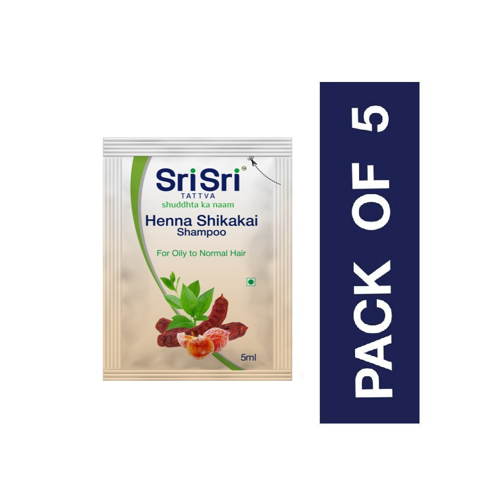 Henna Shikakai Shampoo Sachet -For Silky Smooth & Conditioned Hair, 5 ml | Pack Of 5 5mlx5