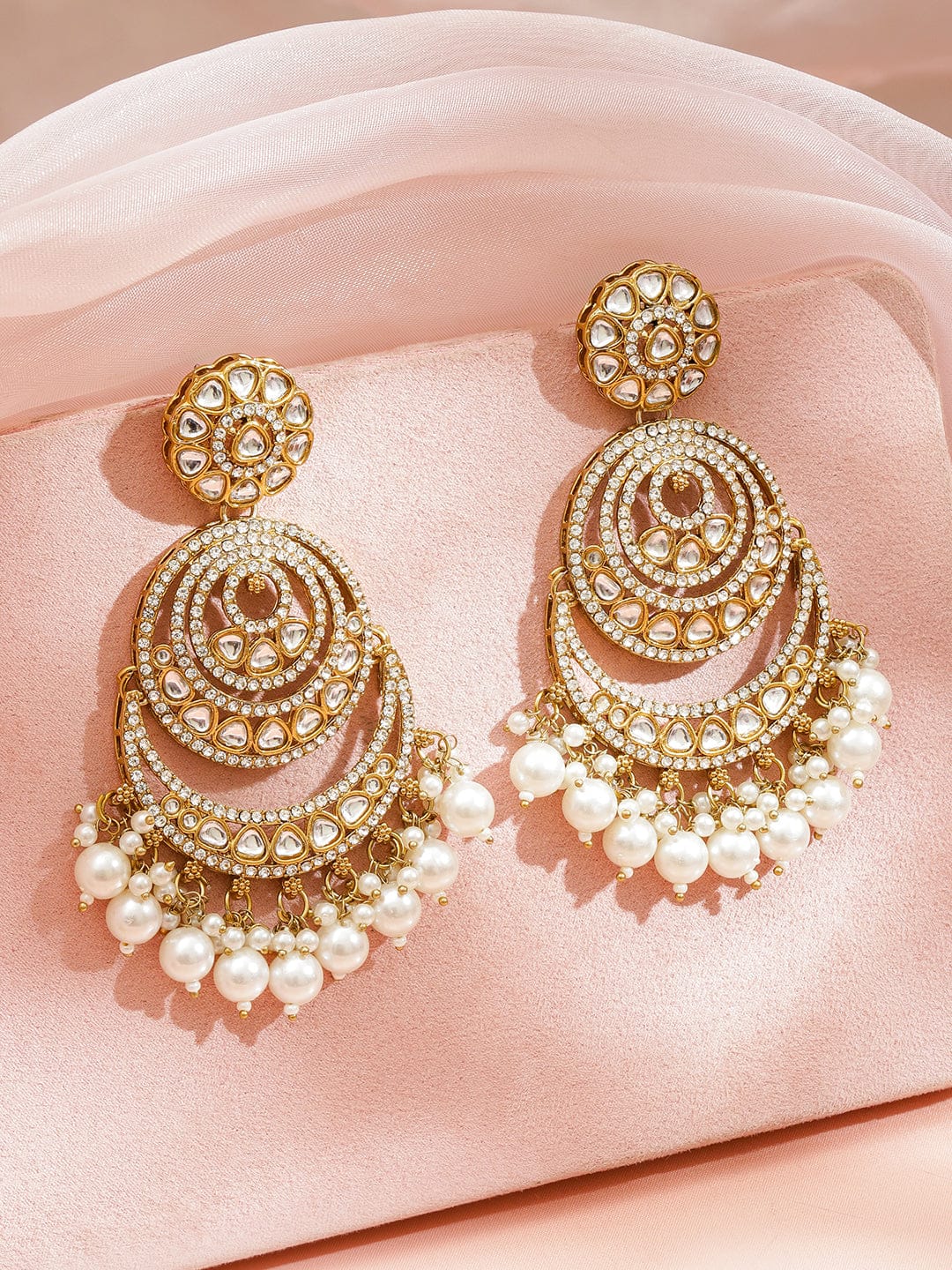 Heritage Charm American Diamond Zirconia & Kundan Earrings フリーサイズ