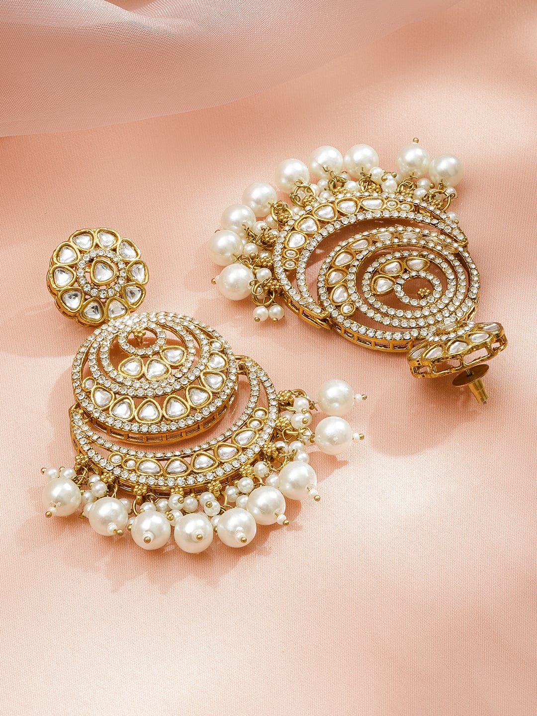 Heritage Charm American Diamond Zirconia & Kundan Earrings フリーサイズ