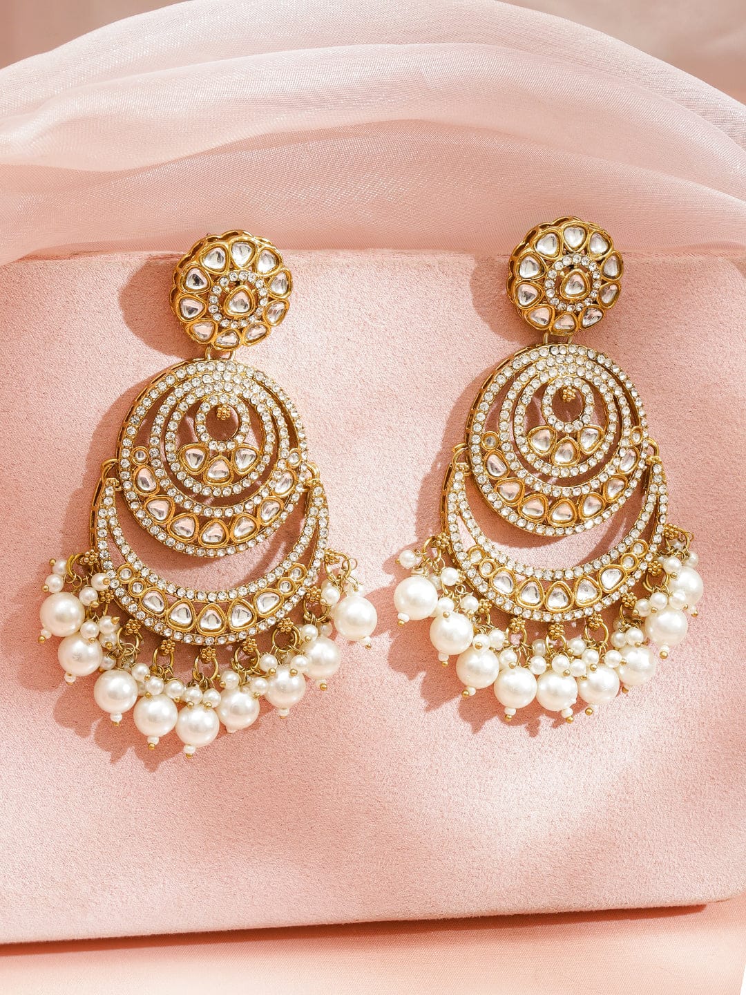 Heritage Charm American Diamond Zirconia & Kundan Earrings フリーサイズ