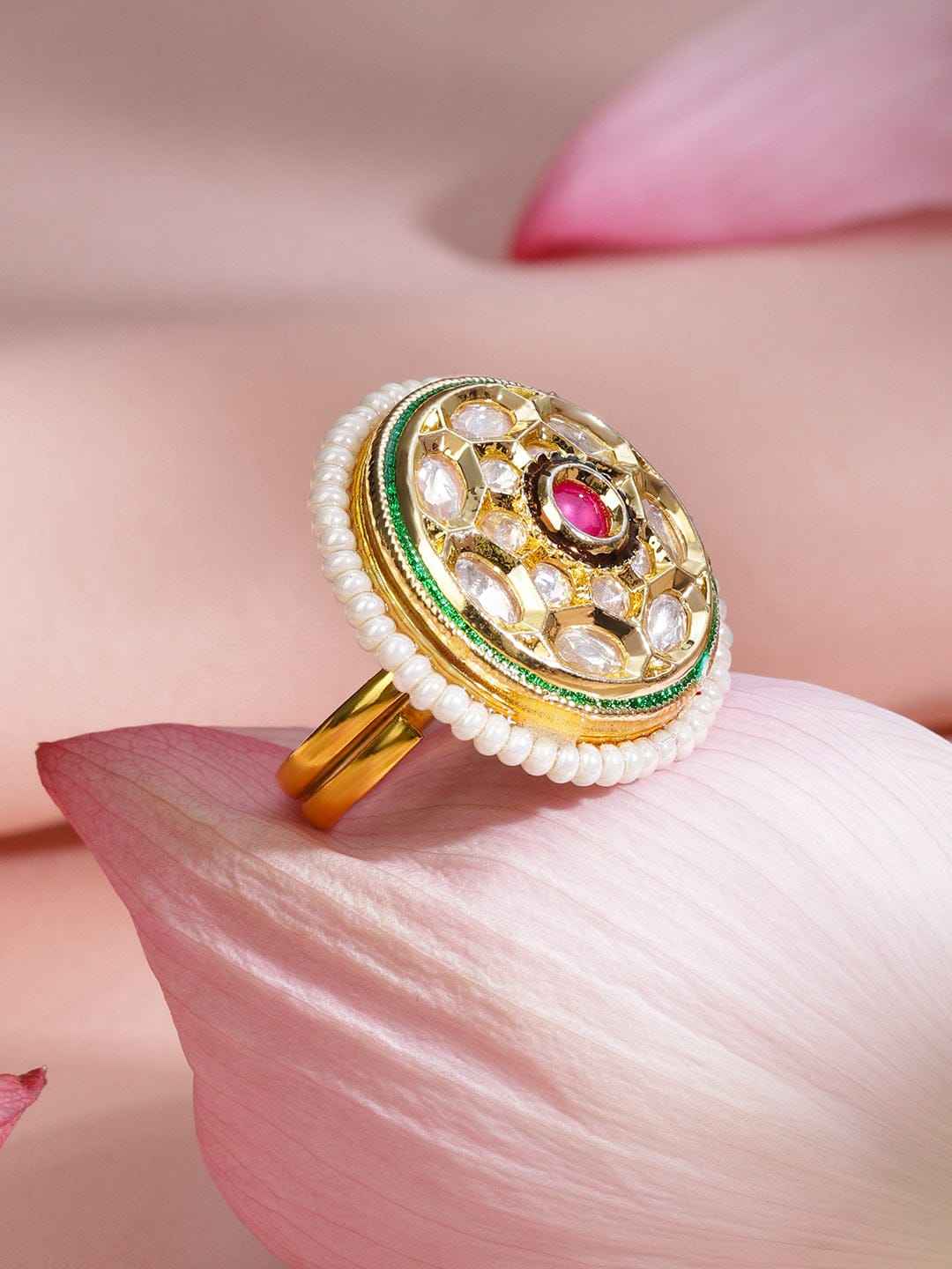 Heritage in Hues Kundan Ring フリーサイズ