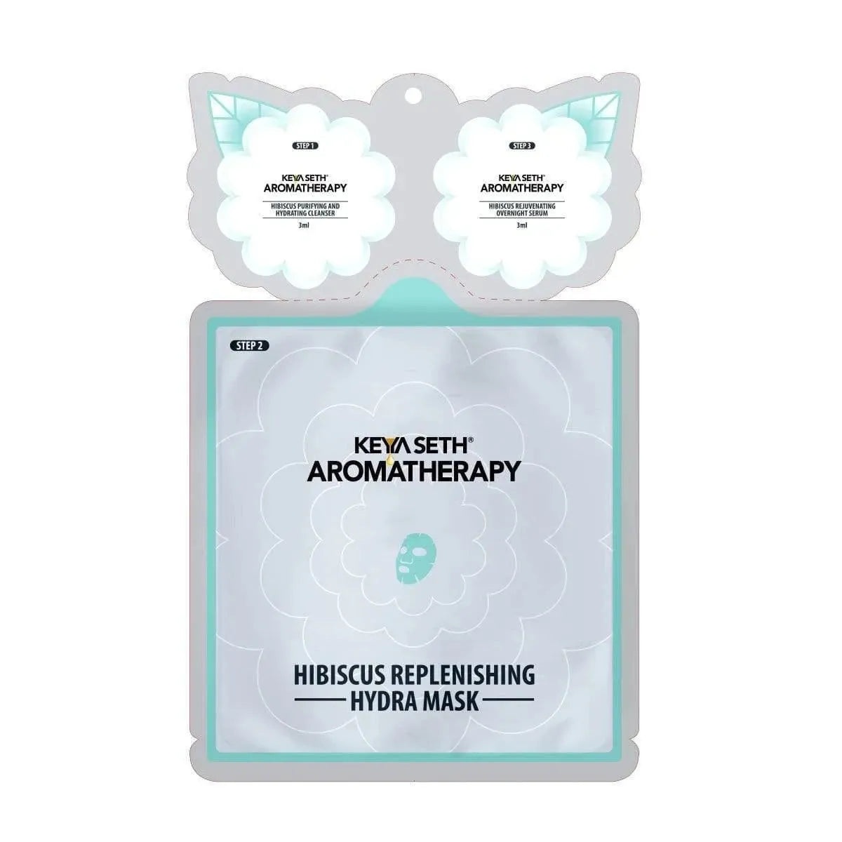 Hibiscus Replenishing Hydra 3-In-1 Facial Sheet Mask, Cleanser + Mask + Overnight Serum, Enriched with Hyaluronic Acid & Vitamin E Pack of 1