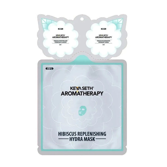 Hibiscus Replenishing Hydra 3-In-1 Facial Sheet Mask, Cleanser + Mask + Overnight Serum, Enriched with Hyaluronic Acid & Vitamin E Pack of 6