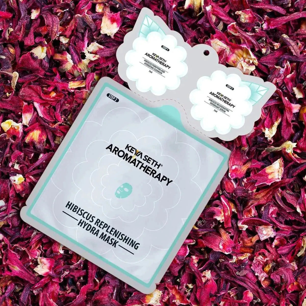 Hibiscus Replenishing Hydra 3-In-1 Facial Sheet Mask, Cleanser + Mask + Overnight Serum, Enriched with Hyaluronic Acid & Vitamin E Pack of 1