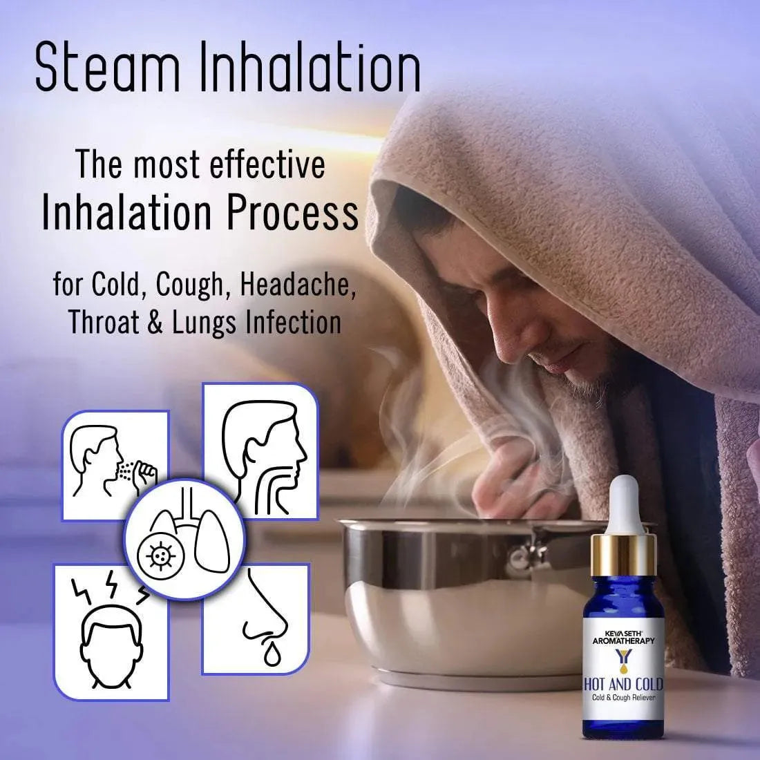 Hot and Cold-Congestion Reliever Steam Inhaler- Prevents Cold and Cough, Flu 10ml