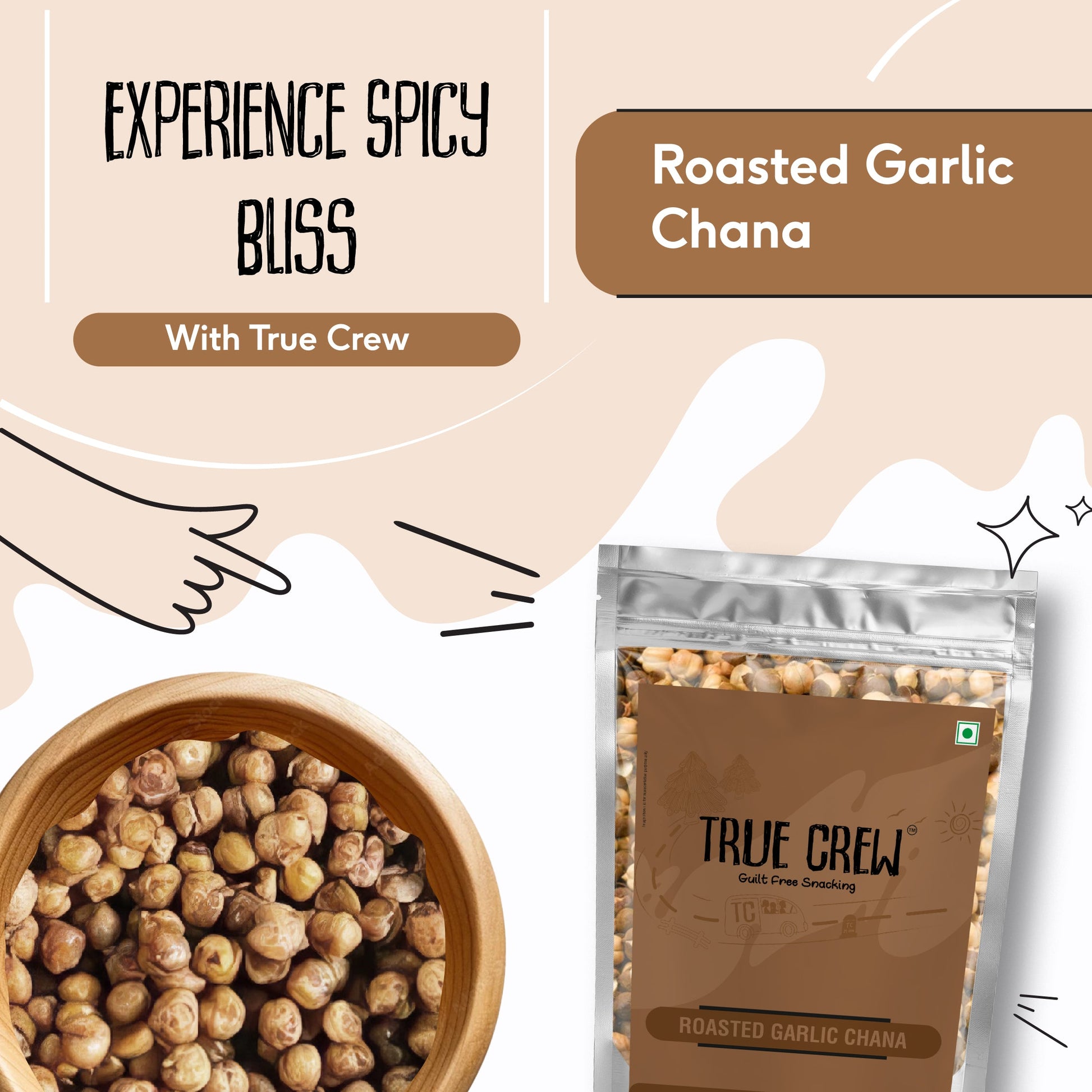TRUE CREW Roasted Garlic Chana  Pouch 200 g 200g