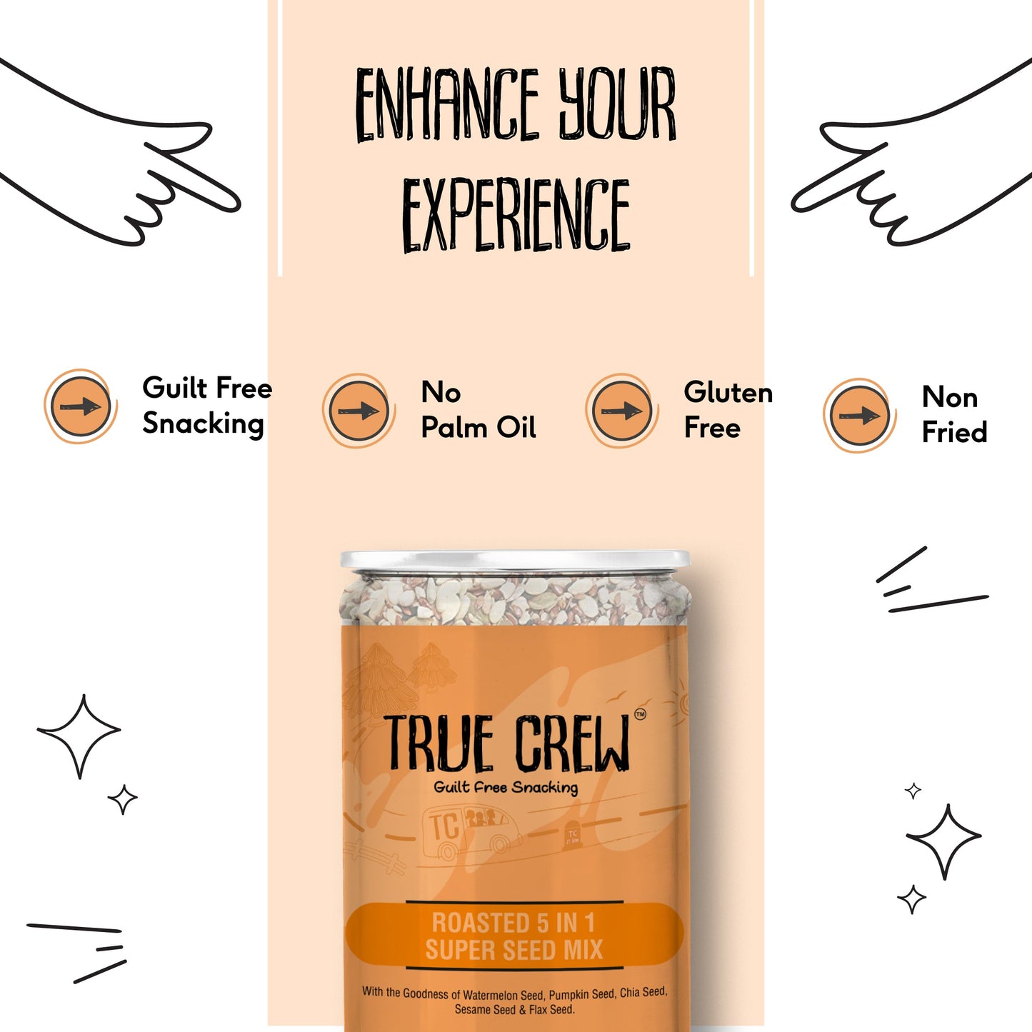 TRUE CREW Roasted 5 in 1 Super Seed Mix Bottle 200 g 200g