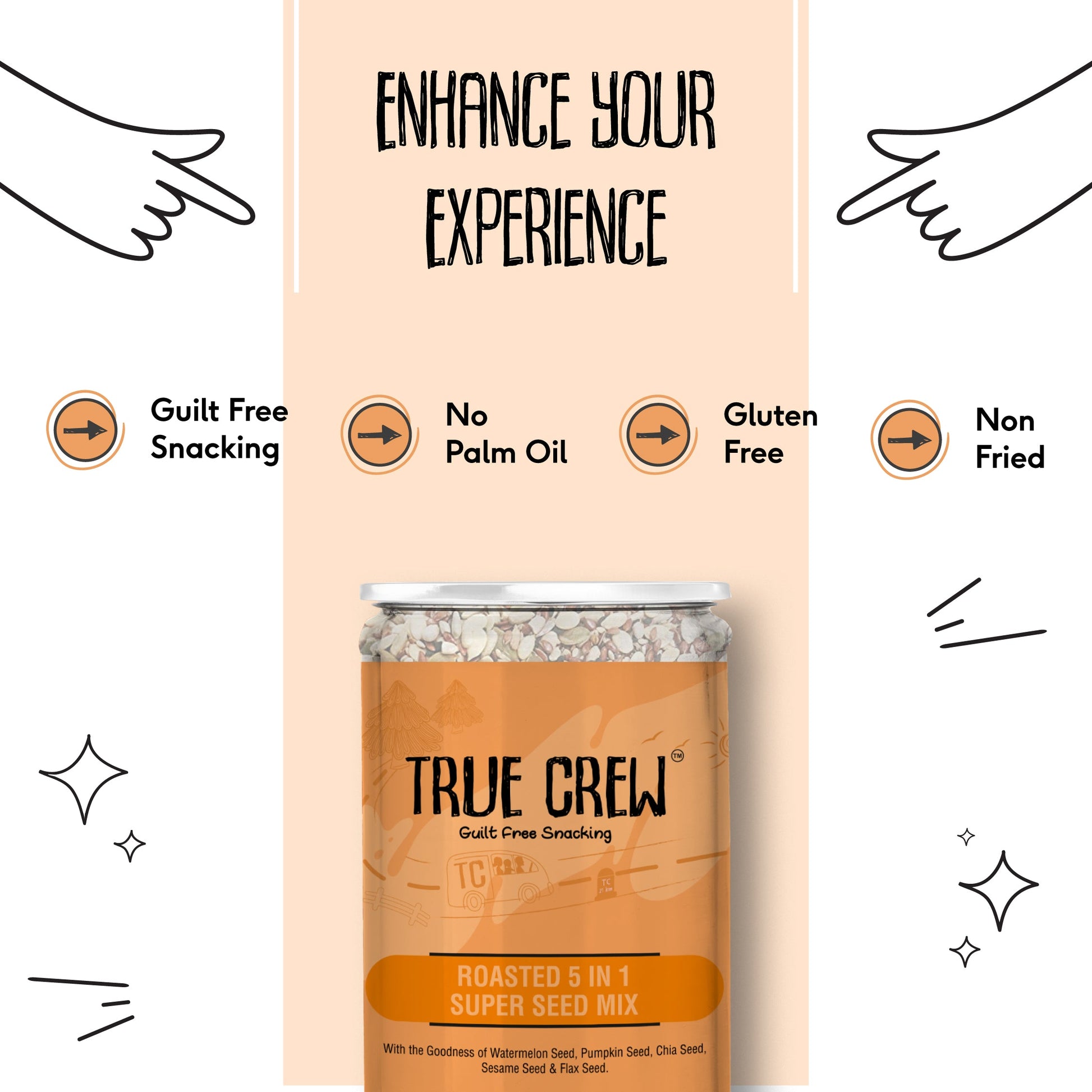 TRUE CREW Roasted 5 in 1 Super Seed Mix Bottle 200 g 200g