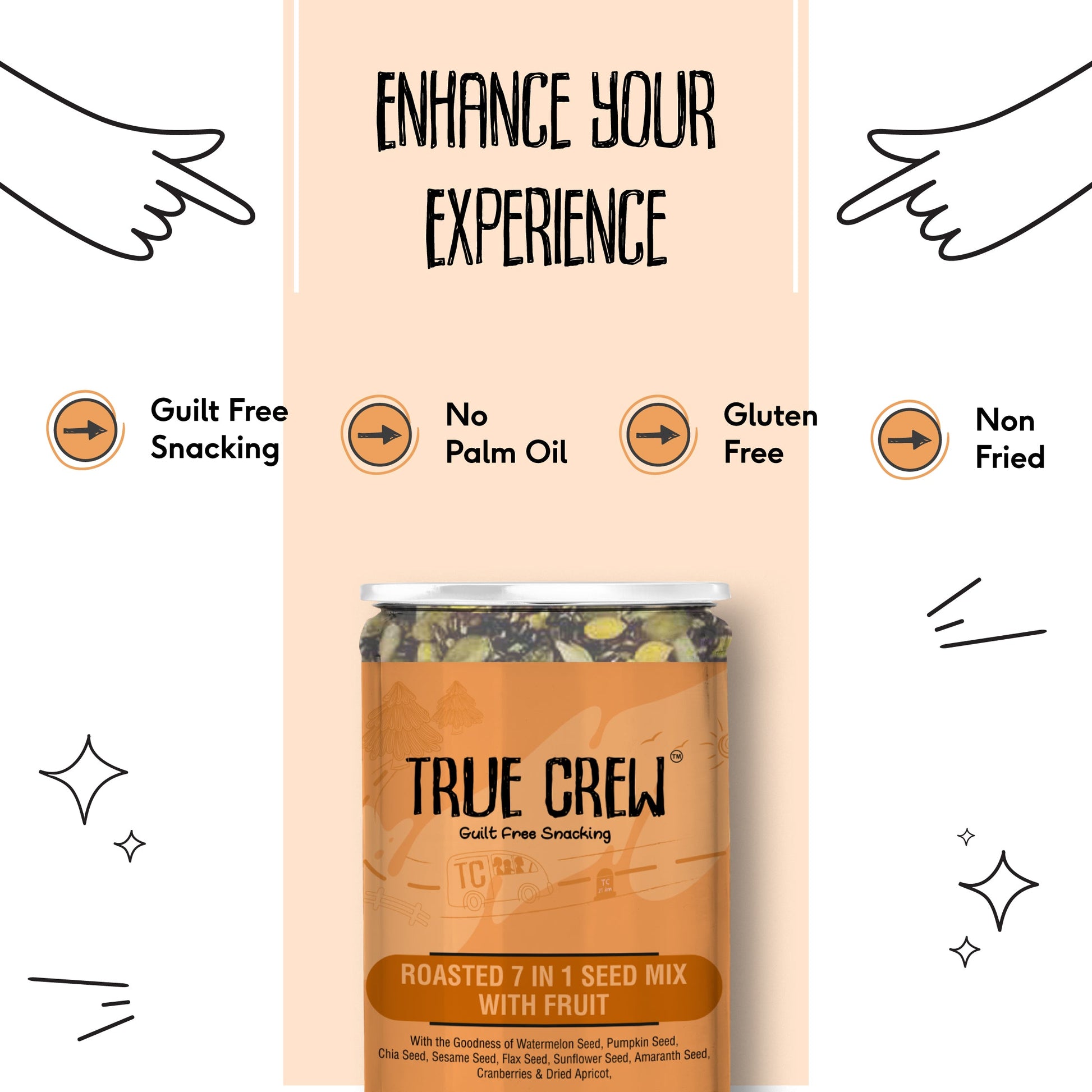 TRUE CREW Roasted  7 in 1 Seed Mix With Fruit Bottle 200 g 200g