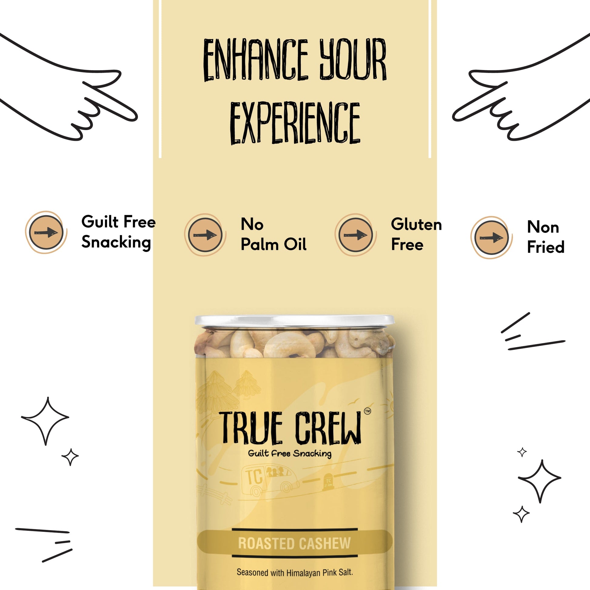 TRUE CREW Roasted Cashew 120 g Jar 120g