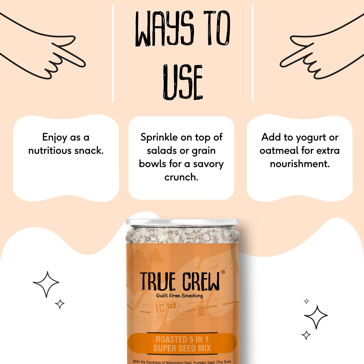 TRUE CREW Roasted 5 in 1 Super Seed Mix Bottle 200 g 200g