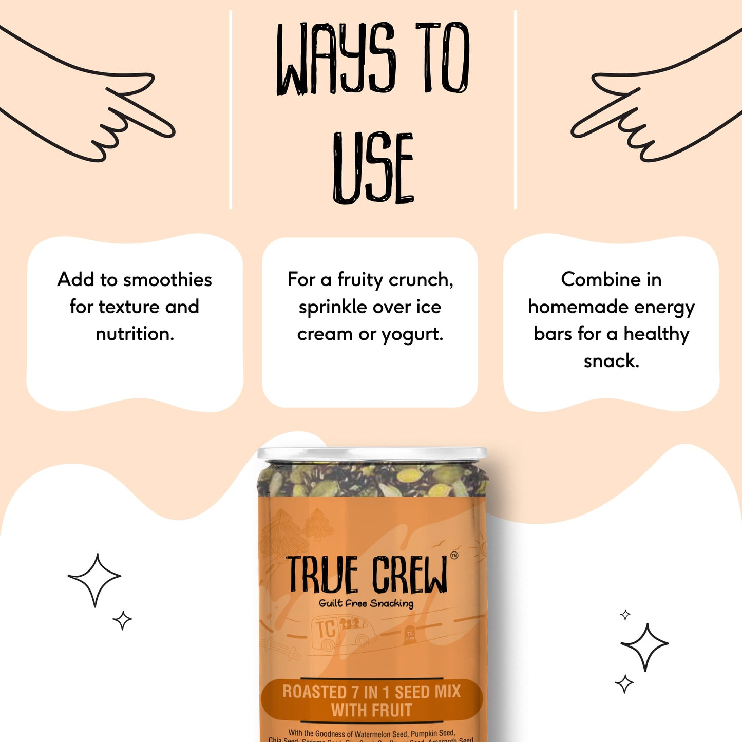 TRUE CREW Roasted  7 in 1 Seed Mix With Fruit Bottle 200 g 200g