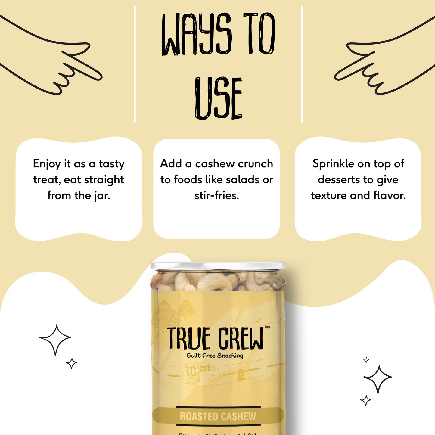 TRUE CREW Roasted Cashew 120 g Jar 120g