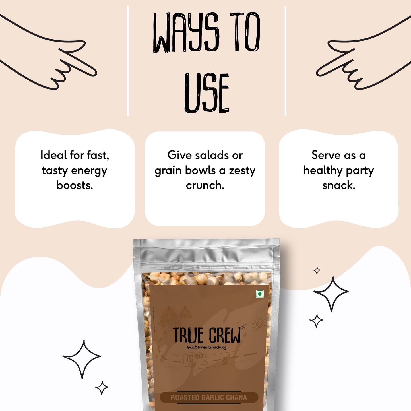 TRUE CREW Roasted Garlic Chana  Pouch 200 g 200g