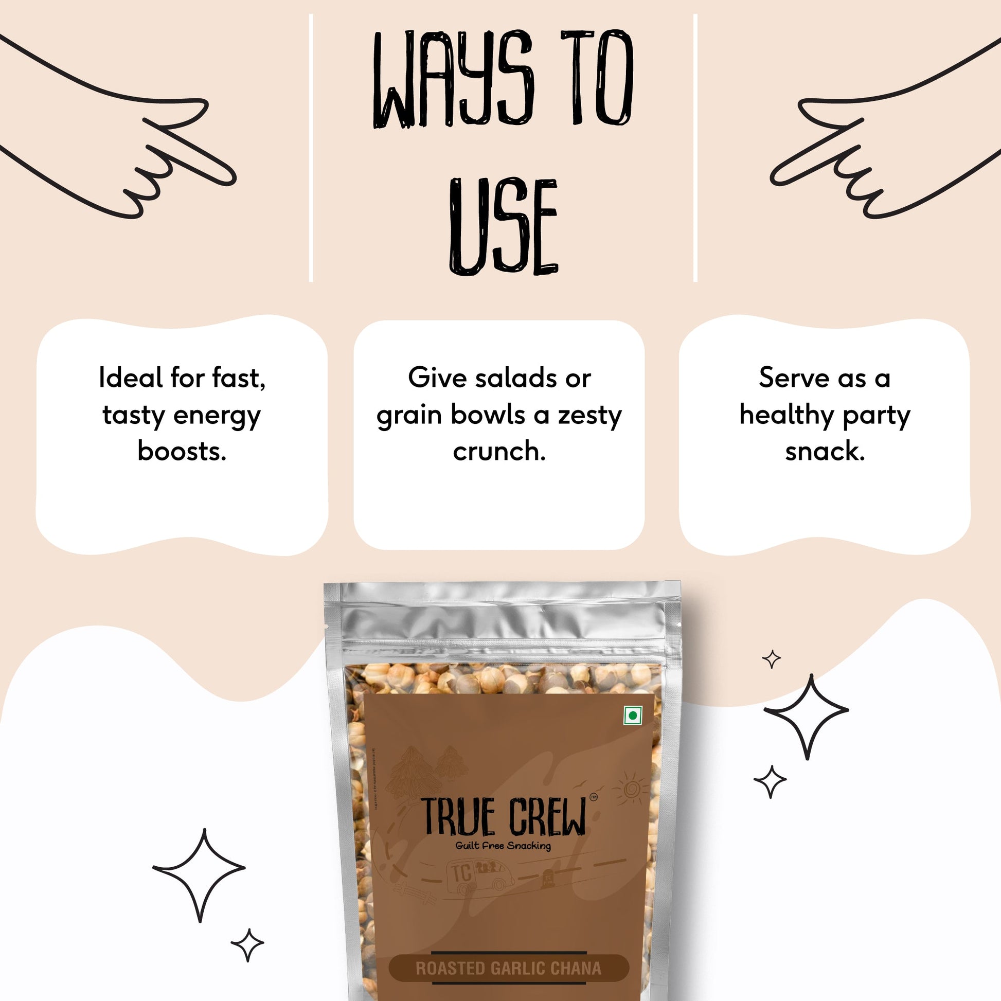 TRUE CREW Roasted Garlic Chana  Pouch 200 g 200g