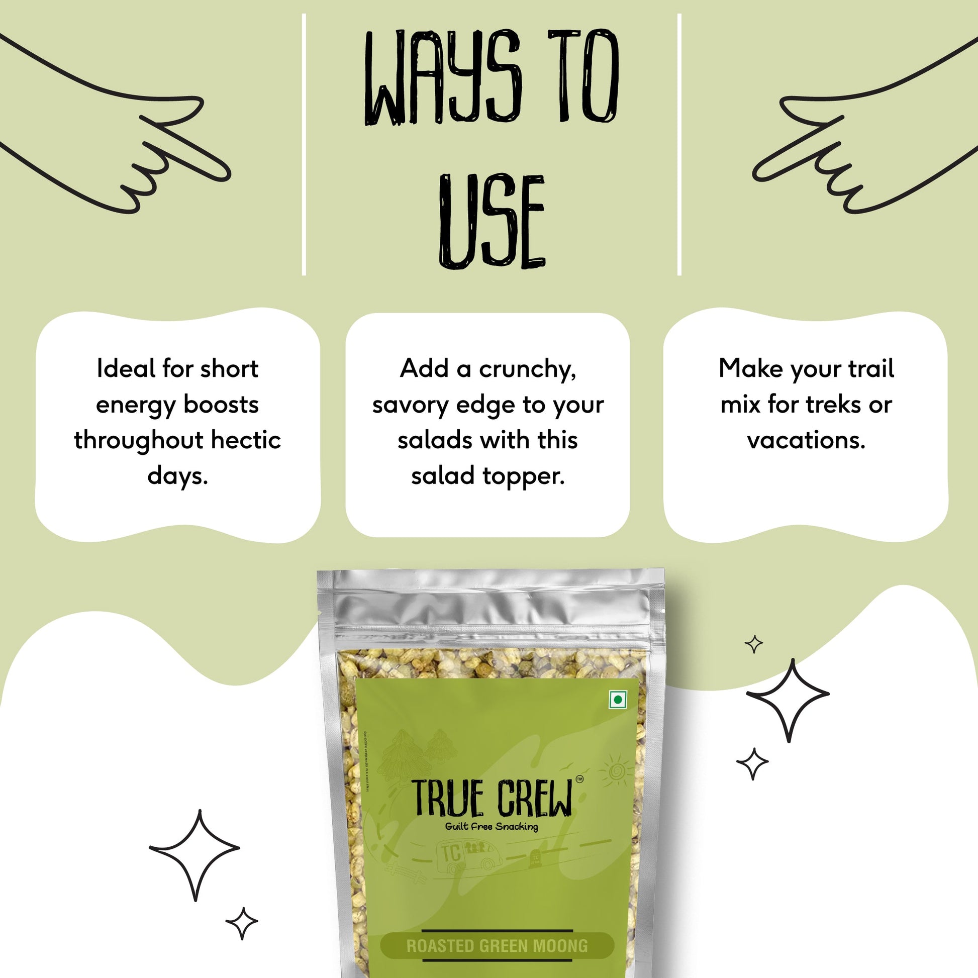 TRUE CREW Roasted Green Moong Pouch 150 g 150g