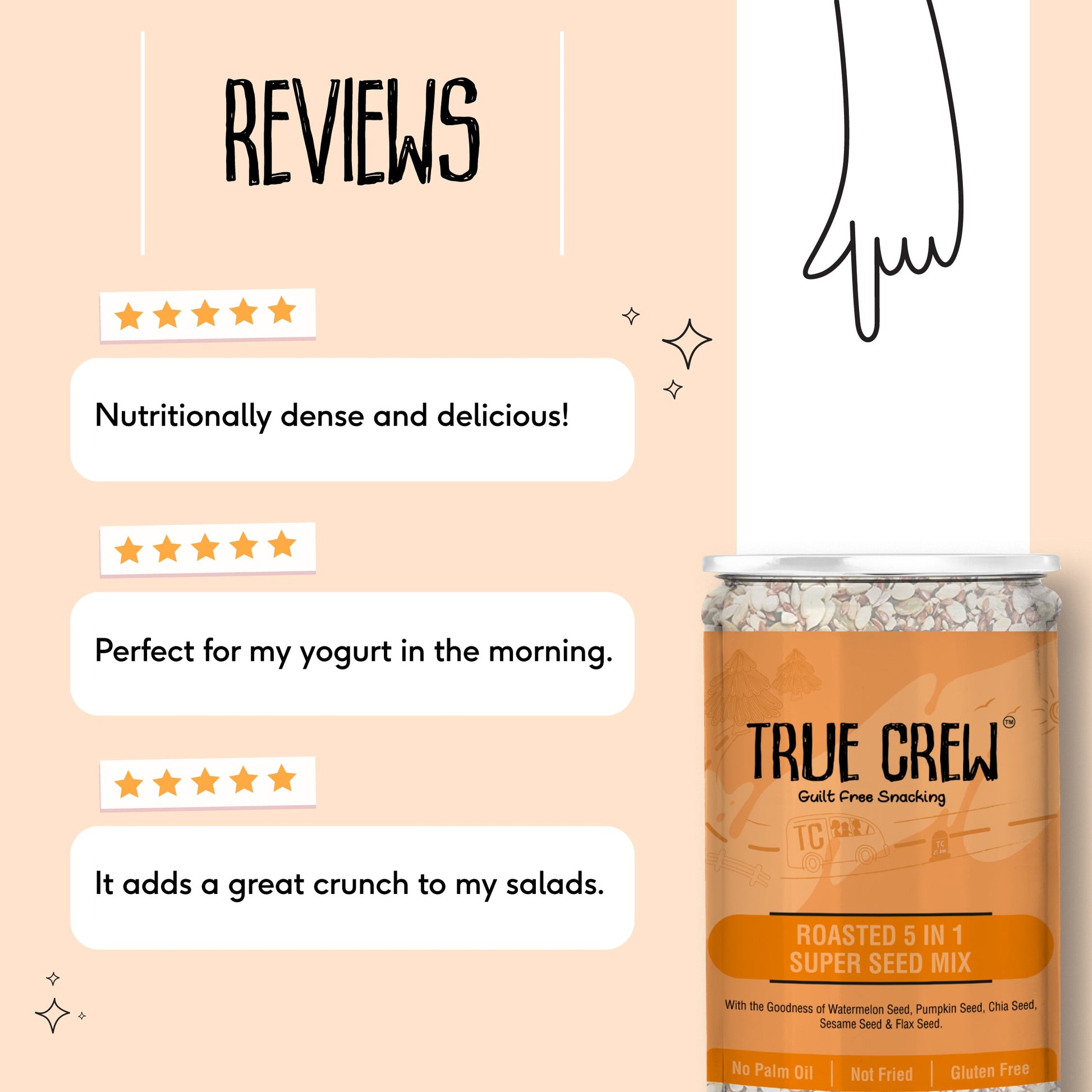 TRUE CREW Roasted 5 in 1 Super Seed Mix Bottle 200 g 200g
