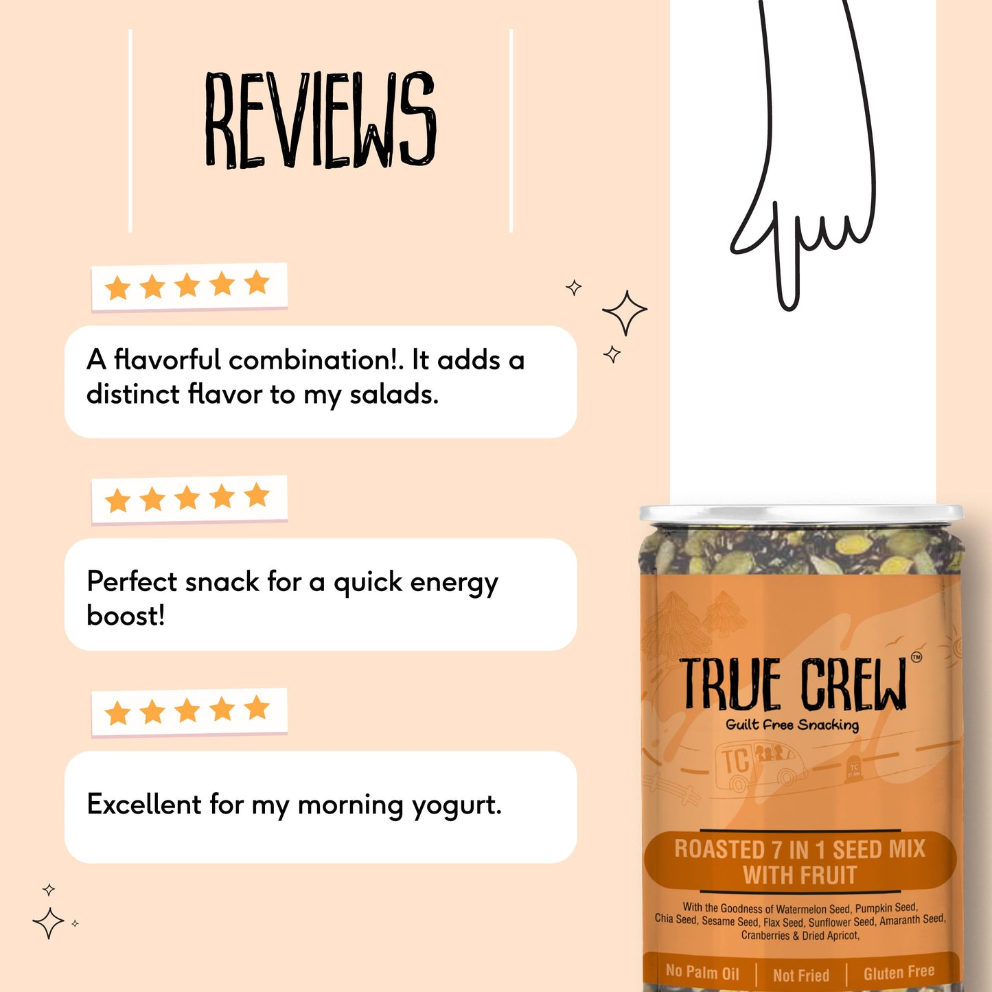TRUE CREW Roasted  7 in 1 Seed Mix With Fruit Bottle 200 g 200g