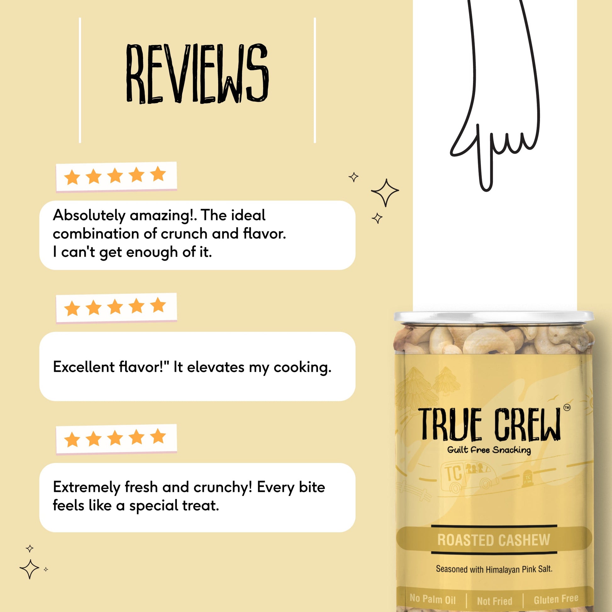 TRUE CREW Roasted Cashew 120 g Jar 120g