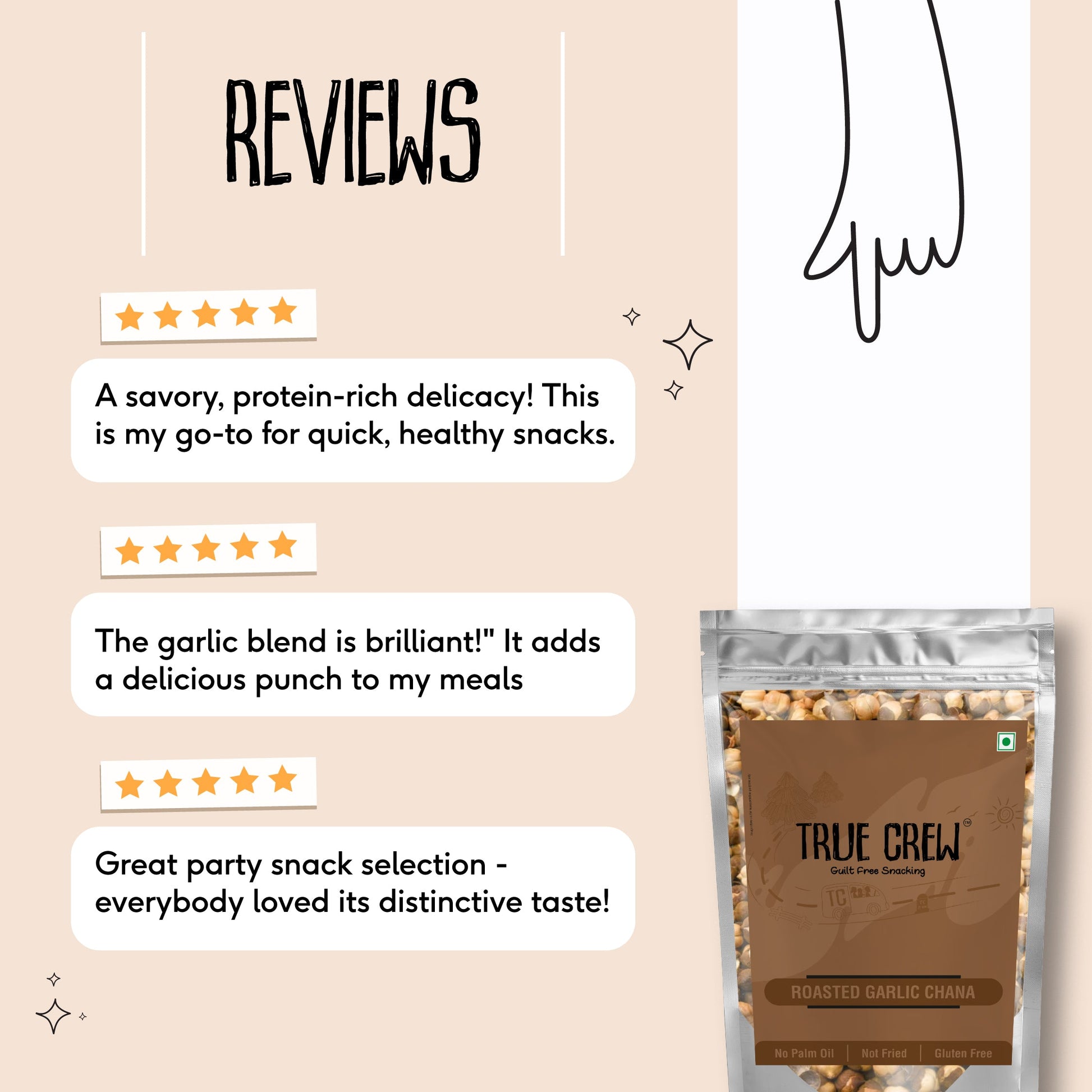 TRUE CREW Roasted Garlic Chana  Pouch 200 g 200g