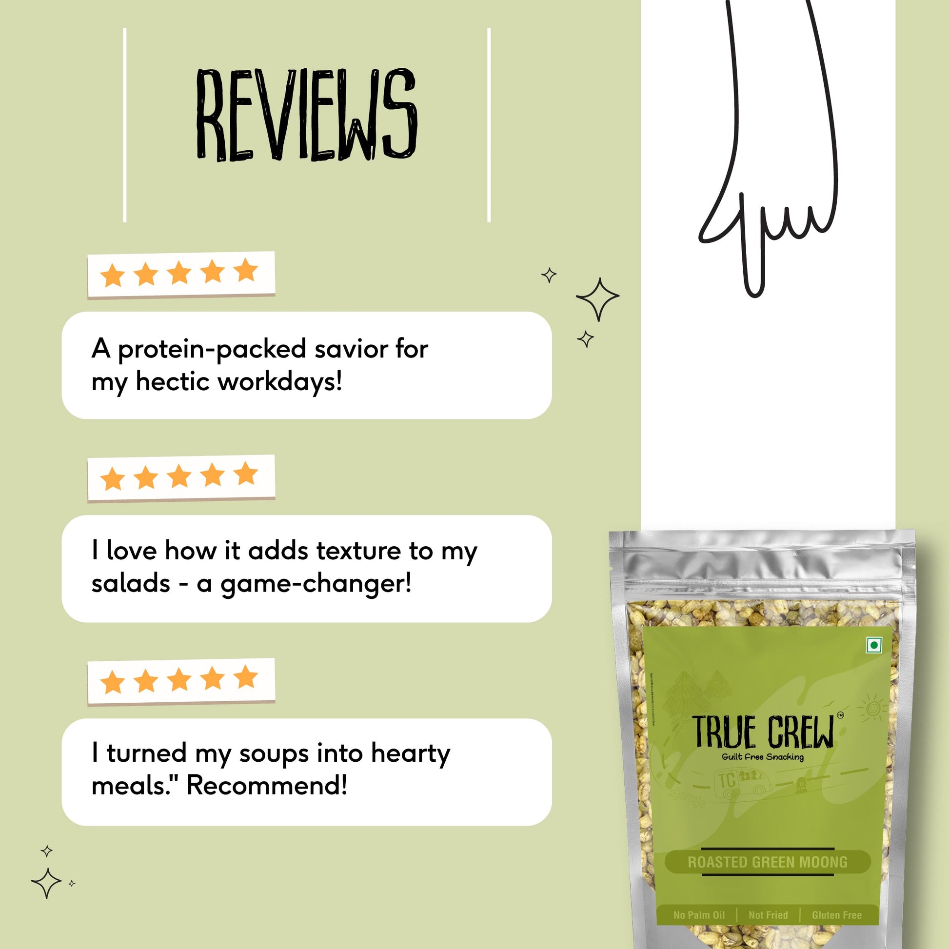 TRUE CREW Roasted Green Moong Pouch 150 g 150g
