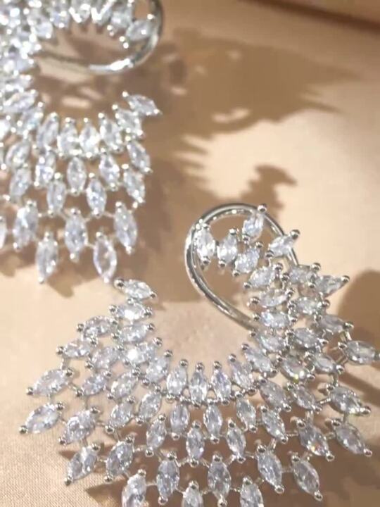 Rubans Silver-Plated Handcrafted AD & Cubic Zirconia Studded Designer Spiral Stud Earring Silver