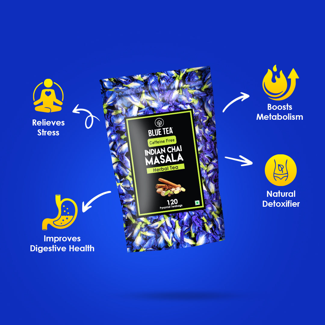 Blue Tea Indian Chai Masala (Calming Blue Tea) - 120 Teabags 120 Tea Bags