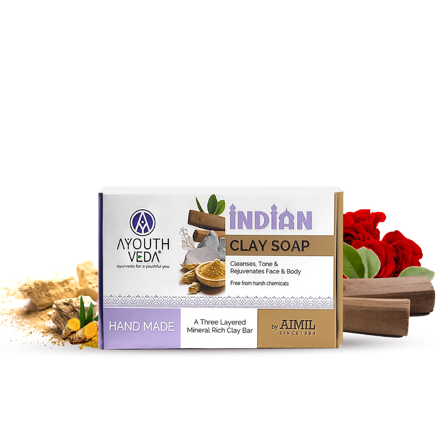 Indian Clay Handmade Soap With Multani Mitti (Net Qty-100g) - Pack of 12 (Save 20%) 100g