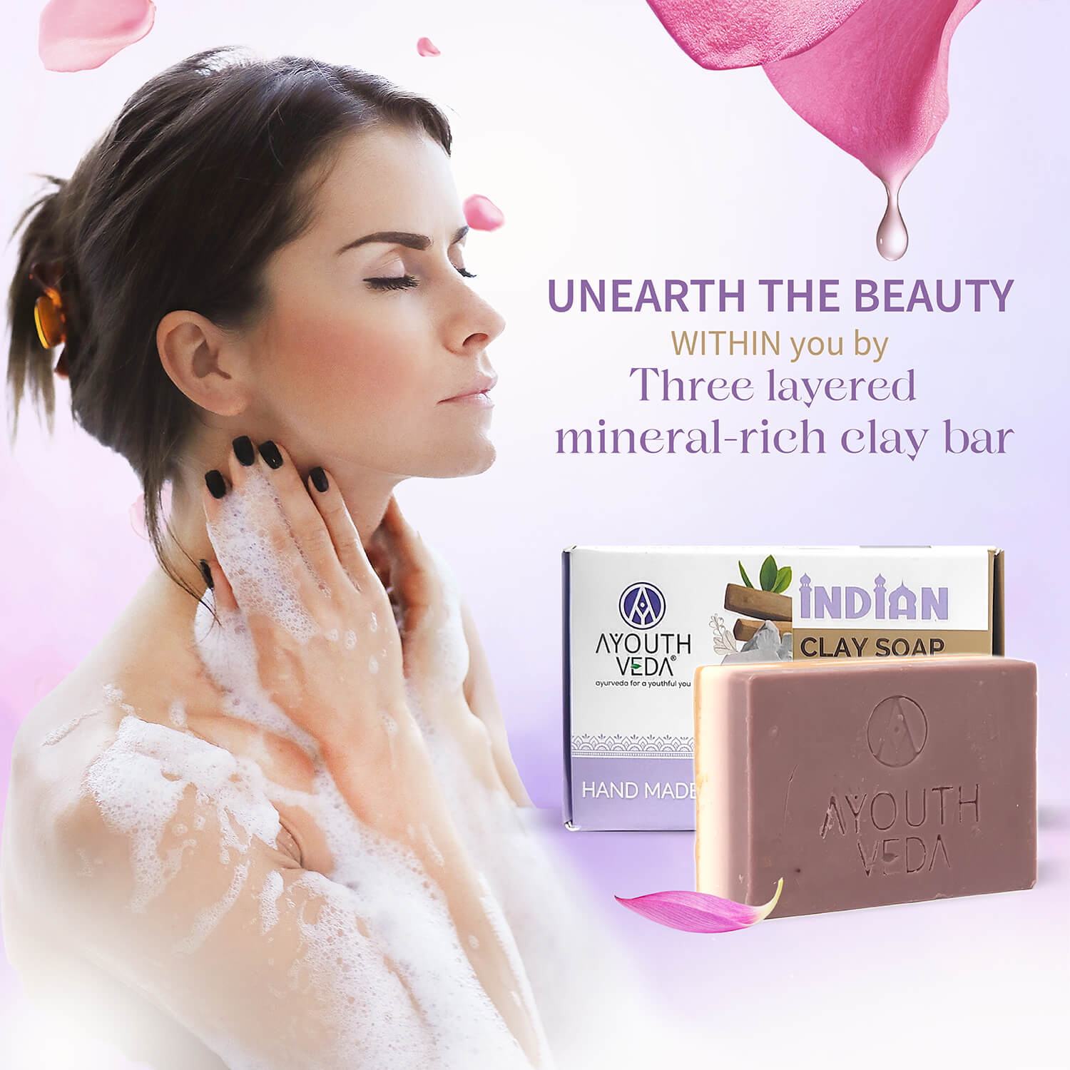 Indian Clay Handmade Soap With Multani Mitti (Net Qty-100g) - Pack of 12 (Save 20%) 100g