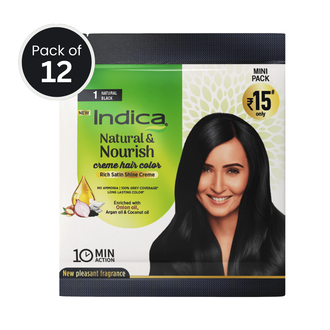 Indica Crème 10 Minutes Hair Color Natural Black 24g×12個入