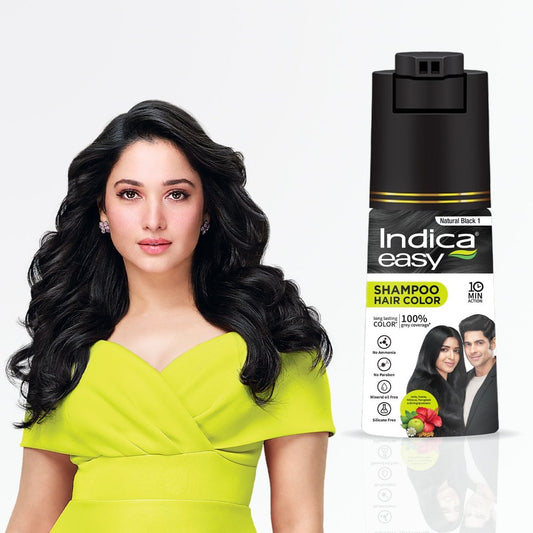 【Indica】 Indica Easy Hair Color Shampoo Pump Pack Natural Black｜イージー ヘアカラー シャンプー ポンプパック ナチュラルブラック｜180ml