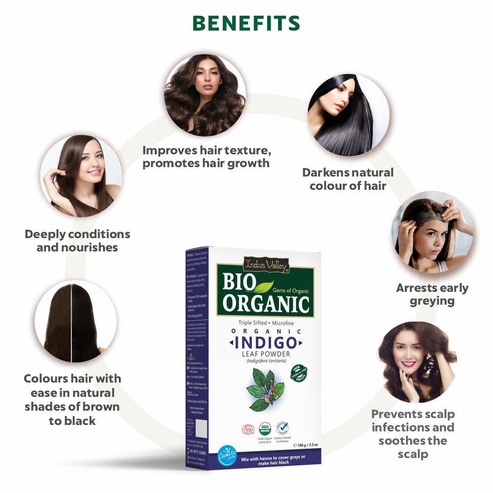 Bio Organic Indigo Leaf Powder - Pack of 4 (400gm) 400g
