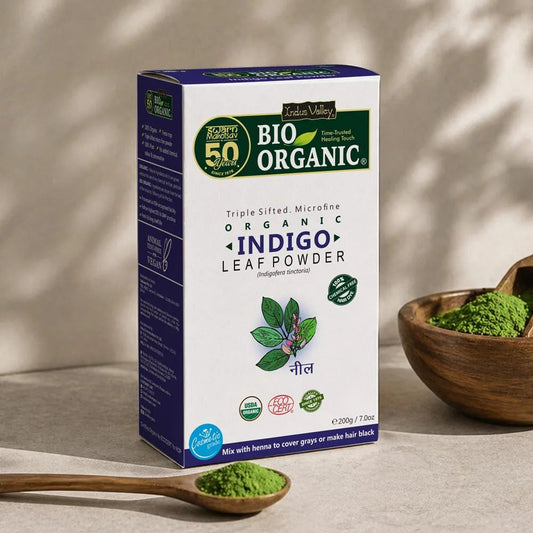 【Indus Valley】 Bio Organic Indigo Leaf Powder for Natural Hair Coloring｜ビオ オーガニック インディゴ リーフパウダー ナチュラルヘアカラーリング用｜250g
