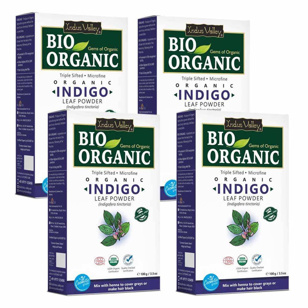 Bio Organic Indigo Leaf Powder - Pack of 4 (400gm) 400g