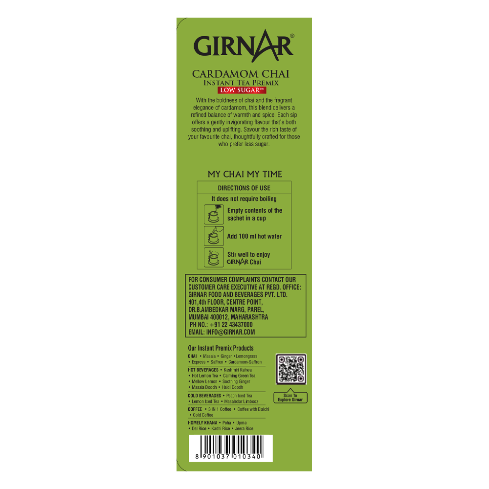 Instant Tea Premix With Cardamom (Low Sugar) 10 Sachets