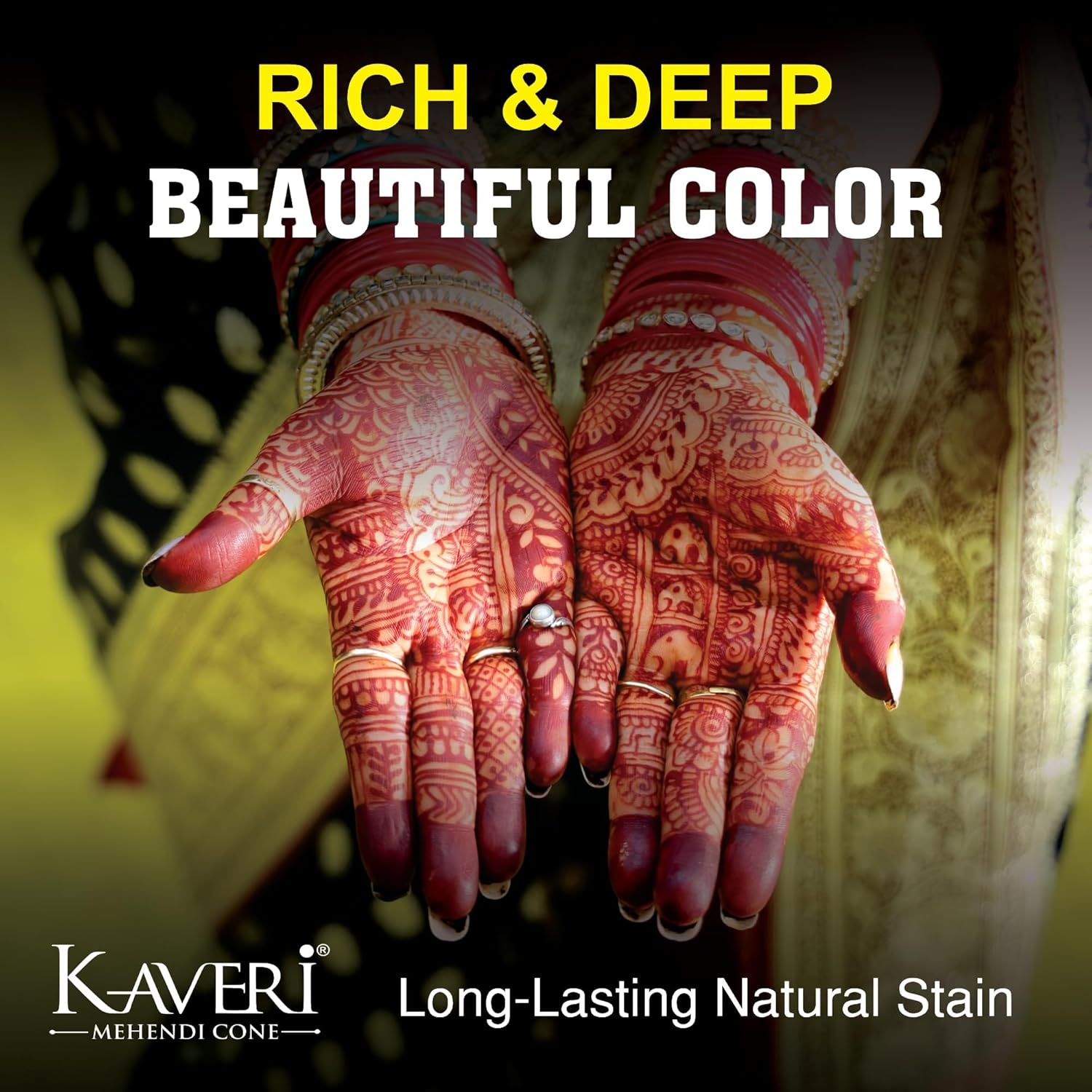 Kaveri Natural Henna Mehandi Cone for Hands & Hair – Herbal Rajasthani Henna Paste 36 Cones