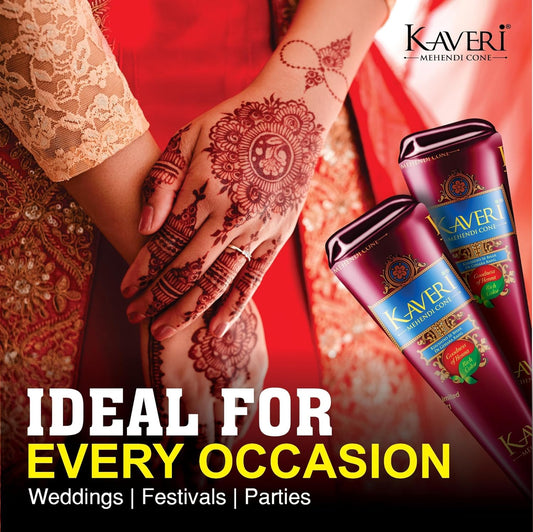 Kaveri Natural Henna Mehandi Cone for Hands & Hair – Herbal Rajasthani Henna Paste 12 Cones