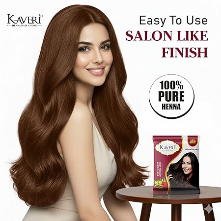 Kaveri Henna-Based Hair Color Natural Brown for Men & Women – 15g Pack of 20