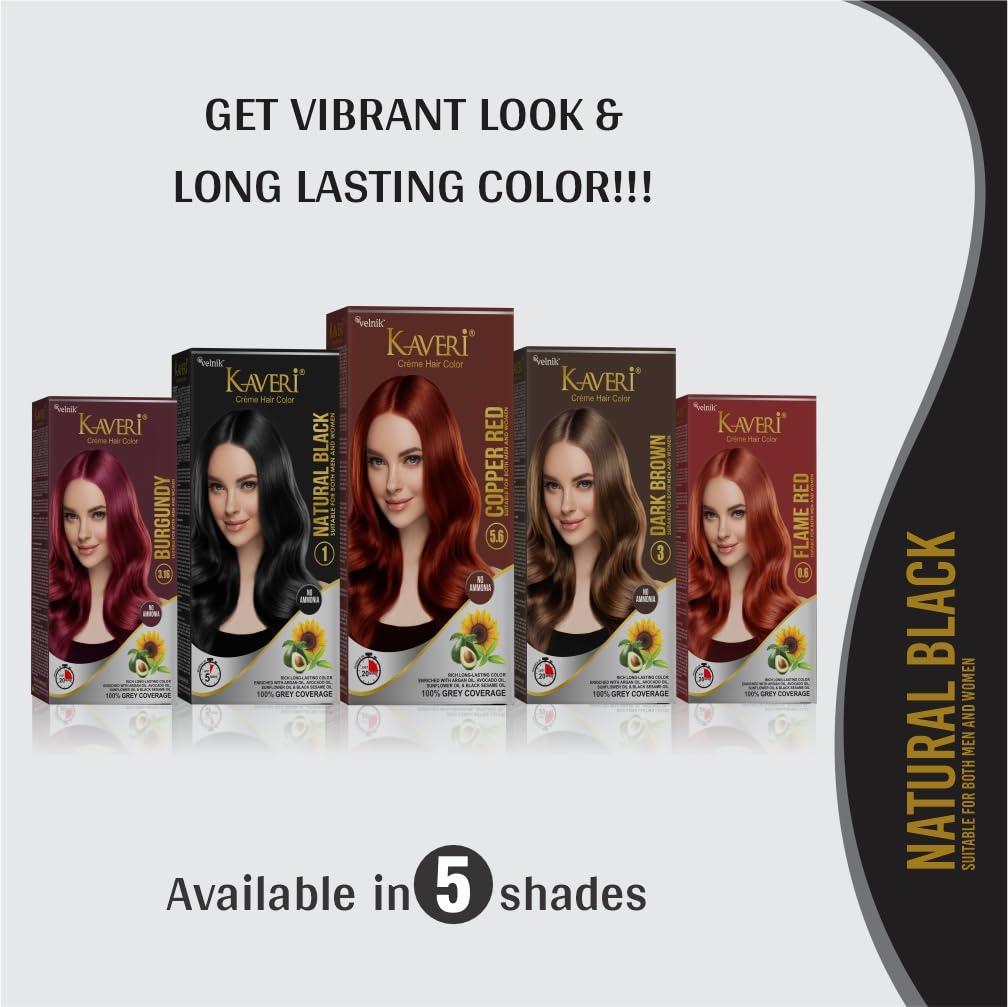 Kaveri Creme Hair Color – Organic Hair Colour With Grey Coverage – Pack Of 3 Pack of 4 Flame Red