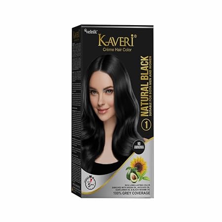 Kaveri Creme Hair Color – Organic Hair Colour With Grey Coverage – Pack Of 3 Pack of 4 Black