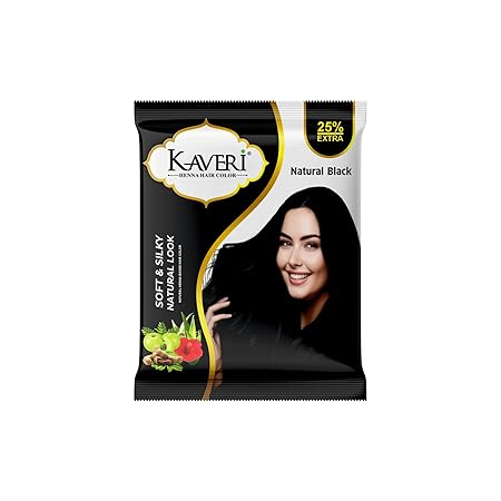 KAVERi Natural Black Henna Hair Color – Hair Color Dye For Men & Women – 10Gm Pack of 20