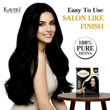 KAVERi Natural Black Henna Hair Color – Hair Color Dye For Men & Women – 10Gm Pack of 20