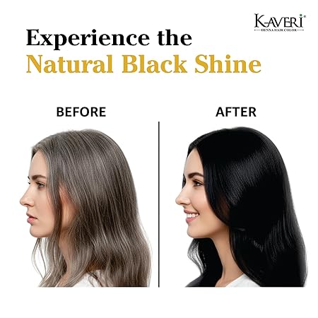 KAVERi Natural Black Henna Hair Color – Hair Color Dye For Men & Women – 10Gm Pack of 20