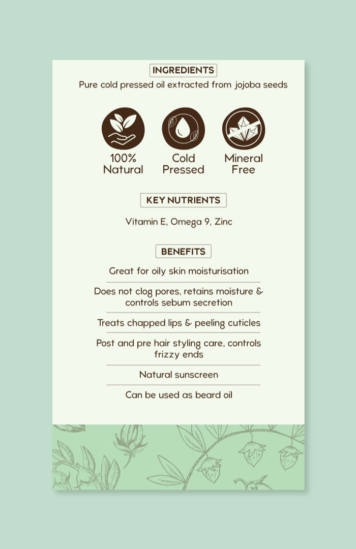 Pure Cold Pressed Jojoba Oil 30ml