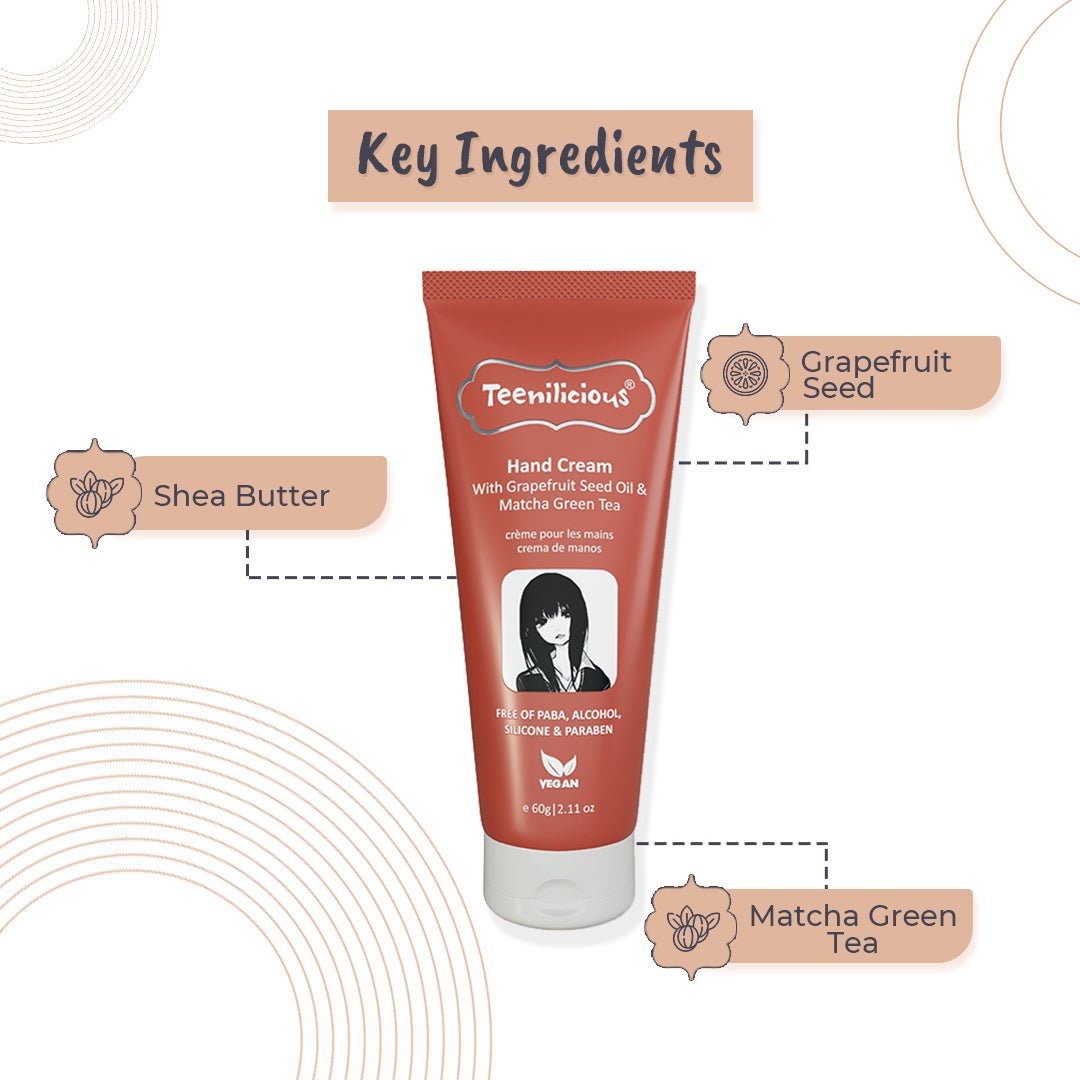 Teenilicious Hand Cream For Dry Hands With Grapefruit seed Oil & Matcha Green Tea