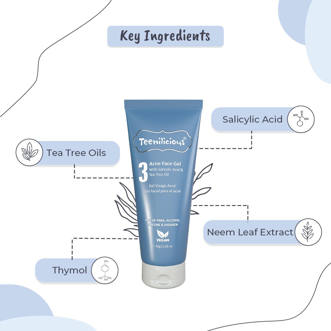 Teenilicious Acne Face Gel With Salicylic Acid - Gel For Blackhead & Whitehead