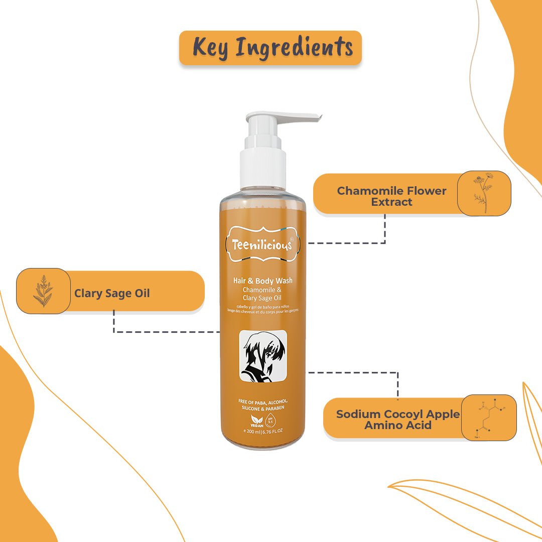 Teenilicious Hair & Body Wash For Men & Women With Chamomile & Clary Sage Oil