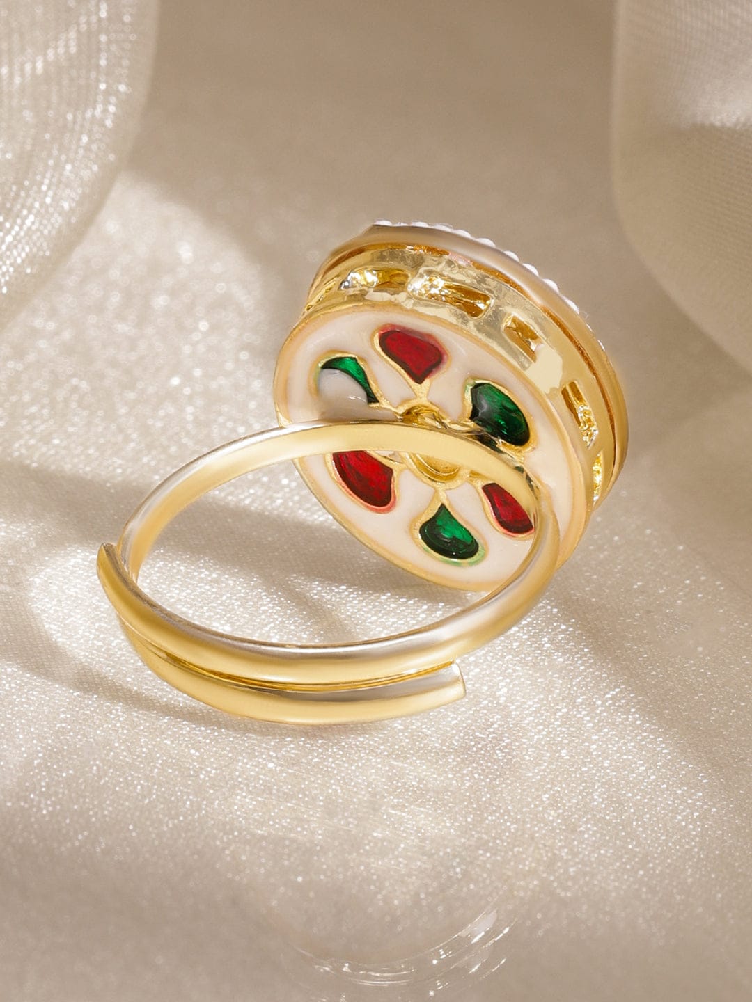 Kundan Adorn Statement Ring フリーサイズ