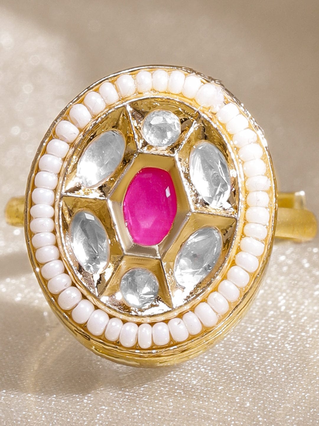 Kundan Adorn Statement Ring フリーサイズ