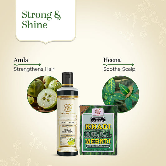 Amla & Bhringraj Hair Cleanser with Black Mehndi Combo (Set of 2) 250g